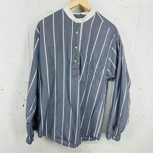 WAH Maker Men's Medium Striped Blue Half Button Down Henley Frontier Shirt